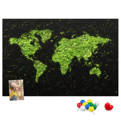 World Map Printed Cork Memo Board