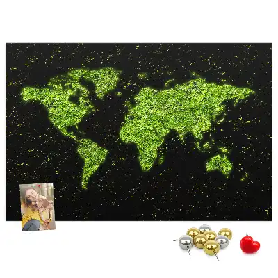 World Map Printed Cork Memo Board