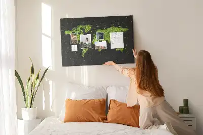 World Map Printed Cork Memo Board