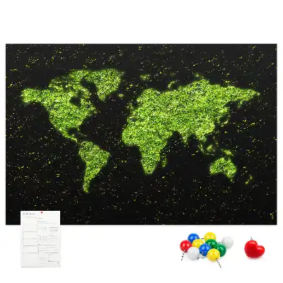 World Map Printed Cork Memo Board