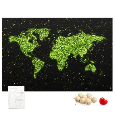 World Map Printed Cork Memo Board