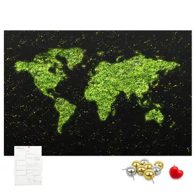 World Map Printed Cork Memo Board