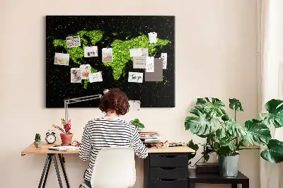 World Map Printed Cork Memo Board