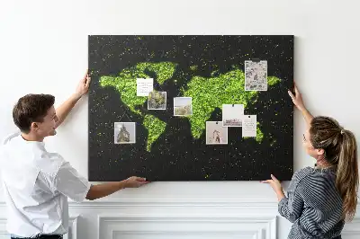 World Map Printed Cork Memo Board