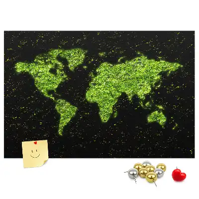 World Map Printed Cork Memo Board