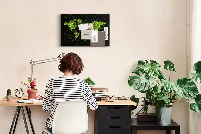 World Map Printed Cork Memo Board
