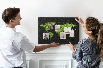 World Map Printed Cork Memo Board
