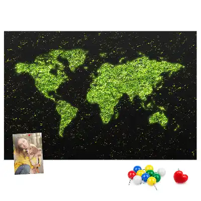 World Map Printed Cork Memo Board