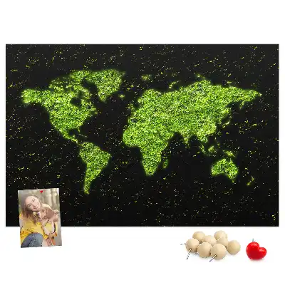 World Map Printed Cork Memo Board