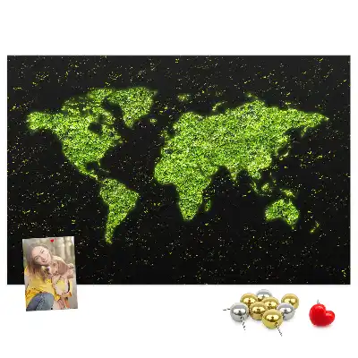 World Map Printed Cork Memo Board