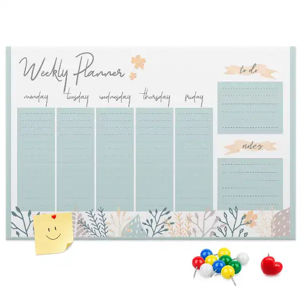 Weekly schedule cork memo board