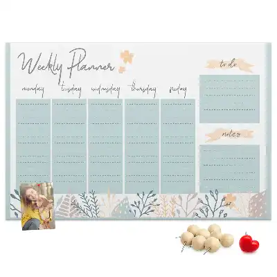 Weekly schedule cork memo board