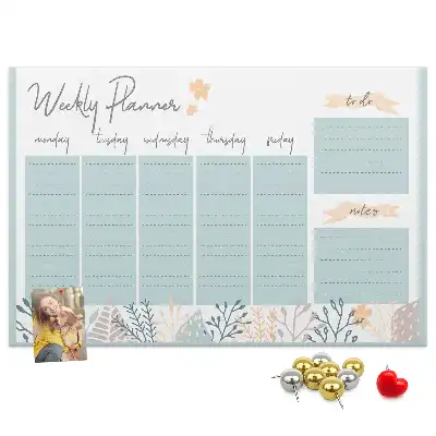 Weekly schedule cork memo board