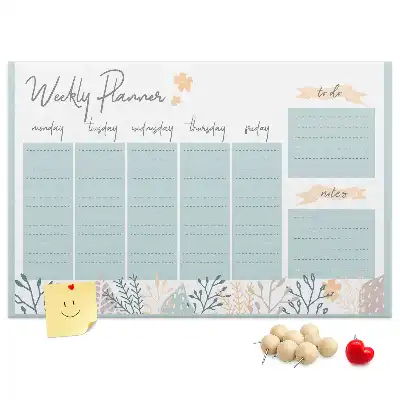 Weekly schedule cork memo board