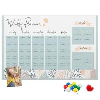 Weekly schedule cork memo board