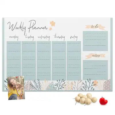 Weekly schedule cork memo board