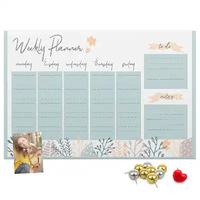 Weekly schedule cork memo board