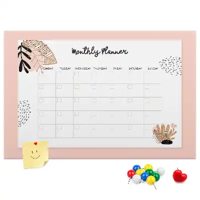 Floral Printed Cork Monthly Planner Memo Board