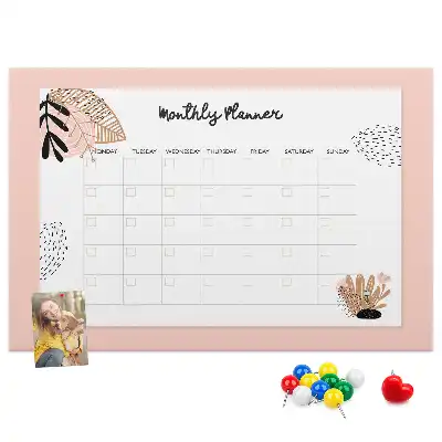 Floral Printed Cork Monthly Planner Memo Board