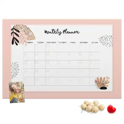 Floral Printed Cork Monthly Planner Memo Board