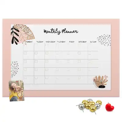 Floral Printed Cork Monthly Planner Memo Board