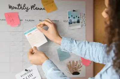 Floral Printed Cork Monthly Planner Memo Board