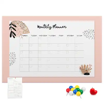 Floral Printed Cork Monthly Planner Memo Board
