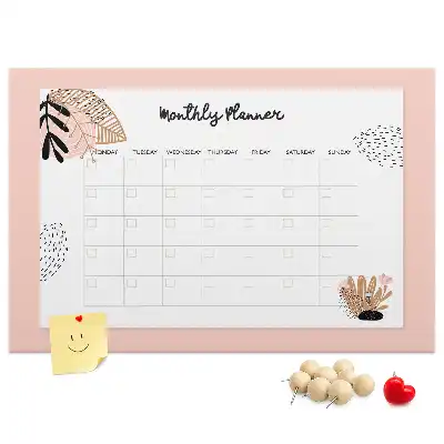 Floral Printed Cork Monthly Planner Memo Board