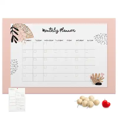 Floral Printed Cork Monthly Planner Memo Board