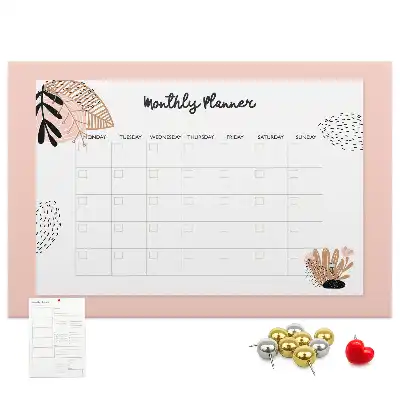 Floral Printed Cork Monthly Planner Memo Board