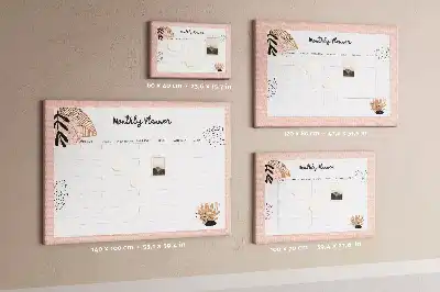 Floral Printed Cork Monthly Planner Memo Board