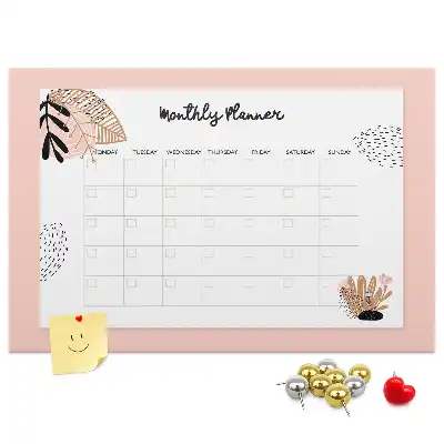 Floral Printed Cork Monthly Planner Memo Board