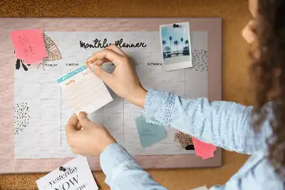 Floral Printed Cork Monthly Planner Memo Board