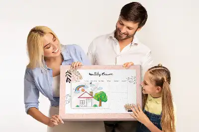 Floral Printed Cork Monthly Planner Memo Board