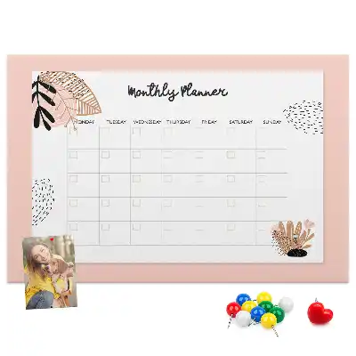 Floral Printed Cork Monthly Planner Memo Board