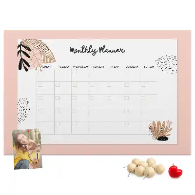 Floral Printed Cork Monthly Planner Memo Board