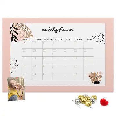 Floral Printed Cork Monthly Planner Memo Board