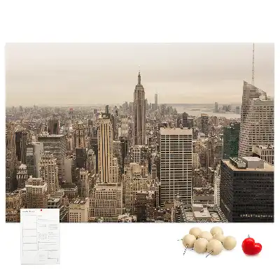 Cork memo board City landscape