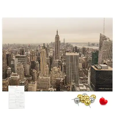 City landscape cork memo board