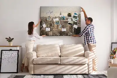 City landscape cork memo board