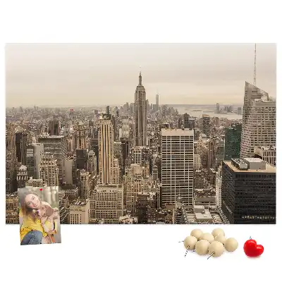 City landscape cork memo board