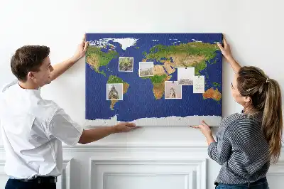 Printed Cork Board Large world map