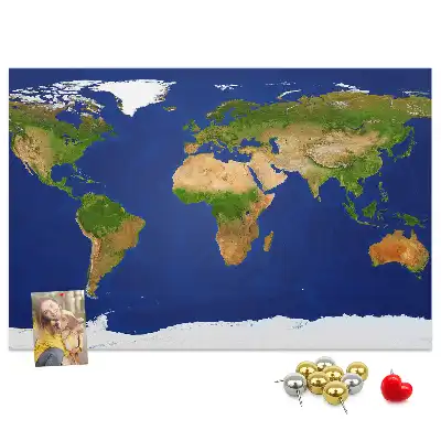 Printed Cork Board Large world map
