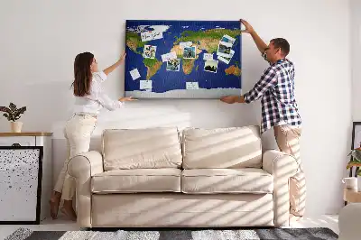 Printed Cork Board Large world map