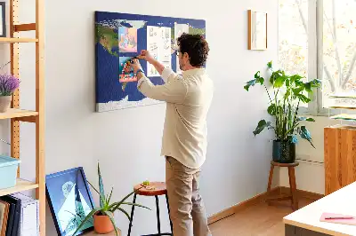 Large world map printed cork board