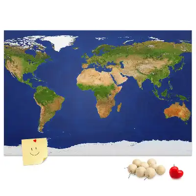 Printed Cork Board Large world map