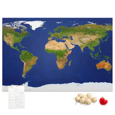 Printed Cork Board Large world map