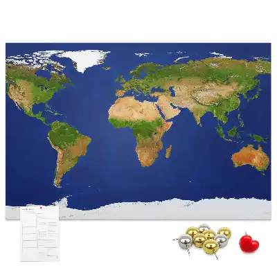 Printed Cork Board Large world map