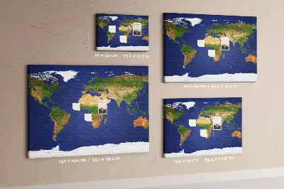 Printed Cork Board Large world map