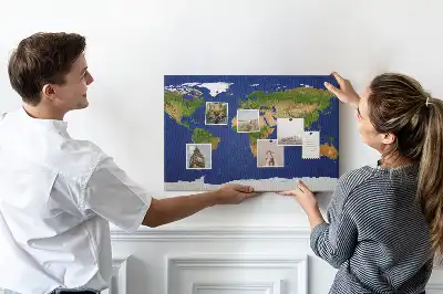 Printed Cork Board Large world map